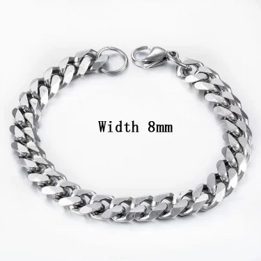 New Stainless Steel Gold Color Cuban Bracelet Men And Women Fashion Hip Hop Punk Jewelry Brithday Gift 6