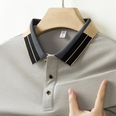 2025 New Men's Business Casual Short Sleeved Shirt Solid Color Polo Shirt Fashionable Breathable Comfortable Versatile Top 6