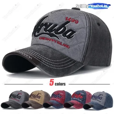 Aruba Letter Embroidered Cotton Adjustable Two-tone Baseball Cap Sun Hat Trucker Caps Dad Hats 1