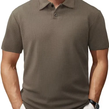 Summer Men Solid Color Polo Shirt Short Sleeve Lapel Button Tshirts for Men Casual Streetwear Lightweight Jogging Tops 6