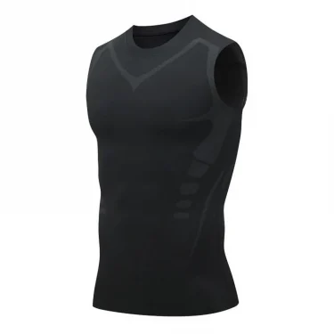 Men's sci-fi printed black vest, fashionable and casual men's quick drying T-shirt, sports and fitness round neck elastic vest 3