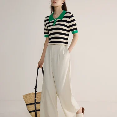 DUSHU Hanging Sunscreen Commuter Casual Pants 2024 Summer New Simple High Waist Slimming Straight Leg Pants 24DS82498 2
