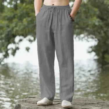 Men's Beach Pants Joggers Streetwear Cotton Linen Sweatpants Casual Pants Hawaiian Vacation Loose Summer Long 4