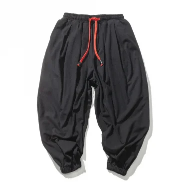 Men's Casual Solid Color Harem Pants Cotton and Linen Loose Oversize Beach Pants Jogger Sweatpants Male Wide Leg Trousers 5