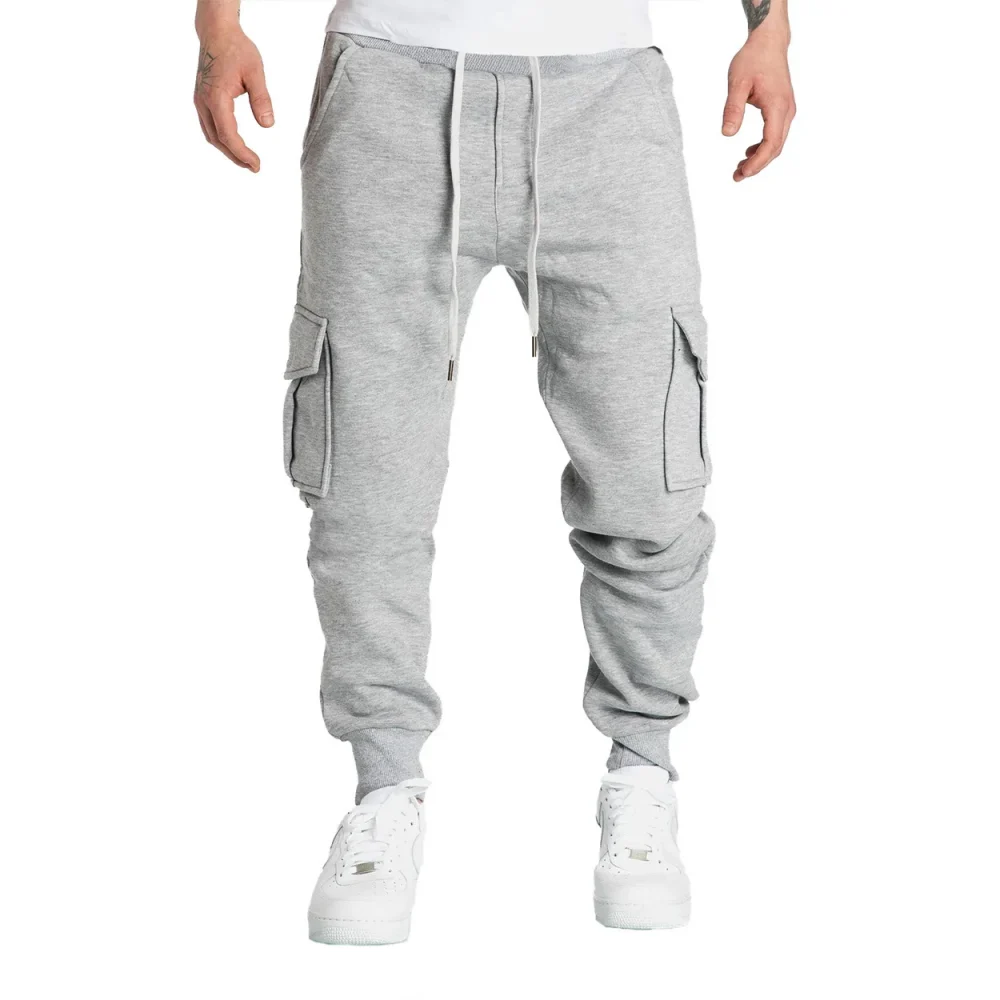 Mens Sweatpants Straight Fit Joggers for Sports and Streetwear Loose Oversized Drawstring Long Pants Men Multi-pocket Pants 1