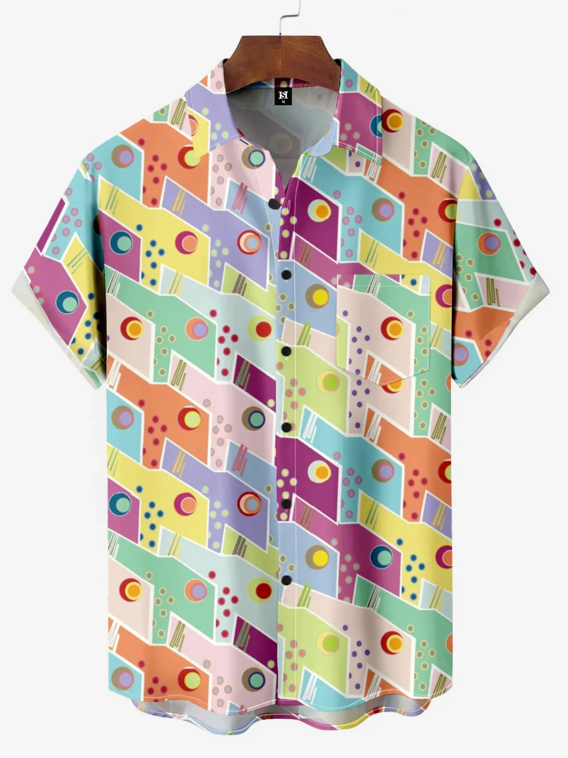 Mens Shirt Short Sleeve Geometric Print Button Down Shirt Summer Beach Shirt Camping Shirt Short Sleeve Mens Formal Shirt 5