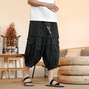 Summer Lantern Pants Men Japan Style Kimono Casual Pant Samurai Harajuku Loose Men Shorts Yukata Wide Leg Trousers Plus Size 5XL 2