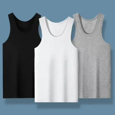 2025 New Men's Summer Lightweight Cotton Tight Vest Sports Casual Family Pajamas Outdoor Tight Top Breathable Quick Drying Vest 1