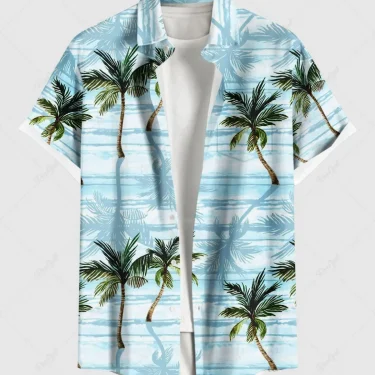 Summer Holiday Men's Hawaiian Shirts 3D Printed Short Sleeved Button Down Lapel Shirt Oversized Tops Casual Aloha Shirts For Men
