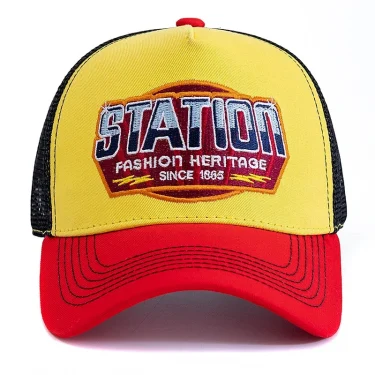 New Style Rich Color Baseball Cap Classic STATION Letter Pattern Mesh Cap Men And Women Breathable Summer Trucker Hat 3