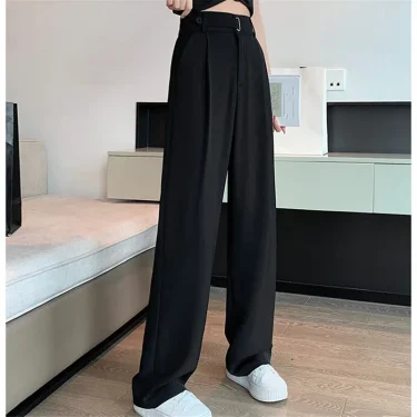 2025 New Solid Color High Waist Loose Trousers FemaleSeoulish Summer Women's Casual Pants Wide Leg Pants Elegant Office Lady 4