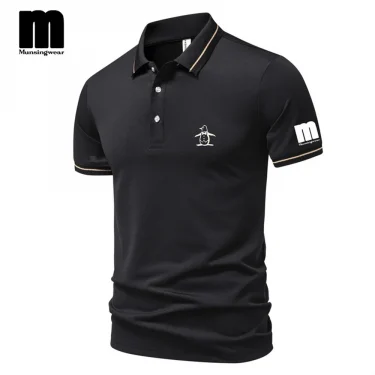 Summer new men's casual collar polo shirt, summer fashion casual collar button short sleeved comfortable breathable top 5