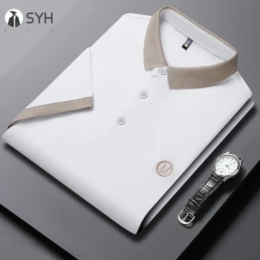 2024 Men's New Embroidered Cotton Business Leisure Short Sleeved POLO Shirt Fashion Short Sleeved Comfortable and Breathable Top 3