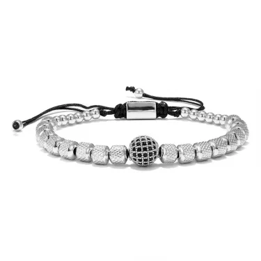 MKENDN Classic Charm Micro Pave CZ 8mm Ball Men Bracelets Stainless Steel Couple Unfade Handmade Jewelry Gift 3