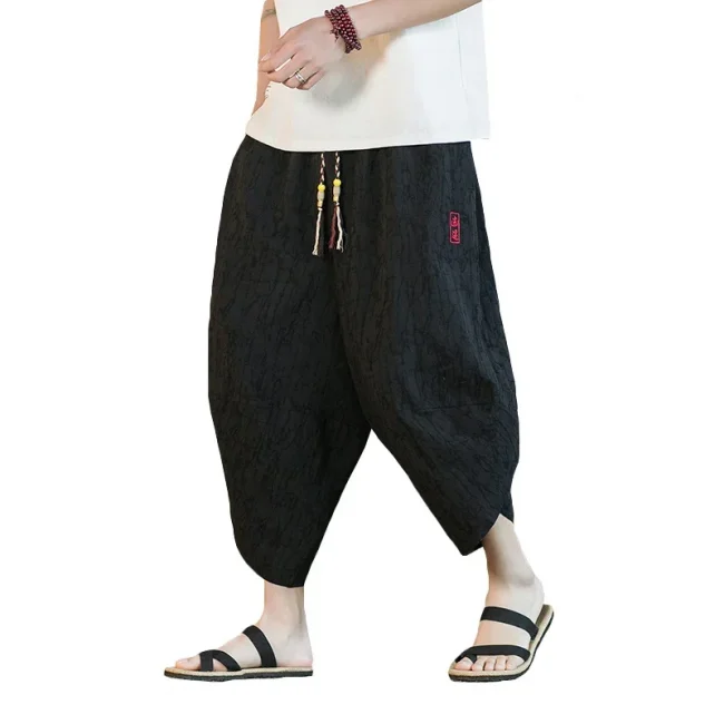 Japanese Kimono Traditional Shorts Men's Asian Clothin Pants Japanese Samurai Casual Loose Men's Yukata Linen Wide Leg Trousers 5