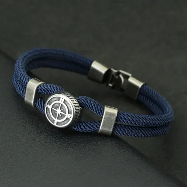 New Compass Bracelet Man Viking Nautical Rope Braslet Bangle Handmade Weaven Surfer Accessories Hombre Marine String Braclet 1