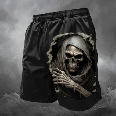 Trend Skull Pattern Beach Shorts For Men Fashion Summer Cool 3D Printed Swim Trunks Loose Streetwear Hip Hop Kids Short Pants 4