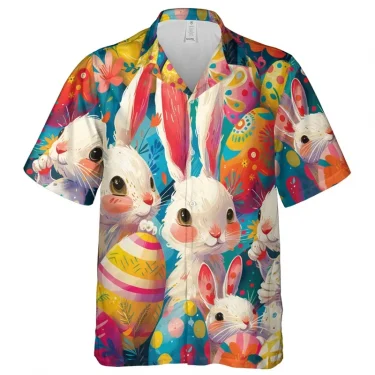 Happy Easter Day Graphic Beach Shirts Harajuku Fashion Festival Gifts Short Sleeve Cartoon Rabbit Egg Blouses Kawaii Eggs Tops 2