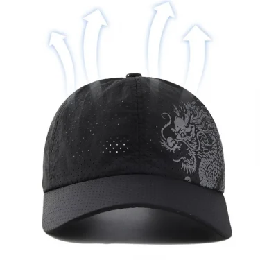 1 pcs Men's Printed Chinese Style Dragon Pattern Quick-Drying Mesh Baseball Cap Outdoor Leisure Fashion Sun Protection 3