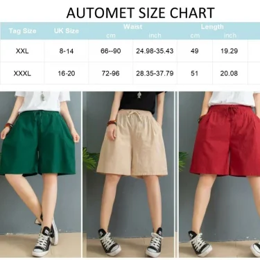 Summer Women's Cotton Linen Wide-leg Shorts Fashion Solid Joker Casual Elastic Waist Lace-up Short Pants Holiday Beach Shorts 6