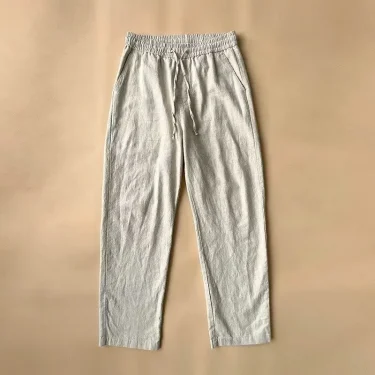 Cotton and linen pants men's summer thin loose straight leg wide-leg ice silk linen nine pants fashion brand high-grade feeling 3