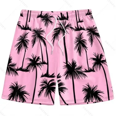 Men's Hawaiian 3D Palm Tree Pattern Beach Shorts Quick Dry Outdoor Leisure Sports Shorts Fashion Men's Shorts 5