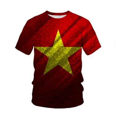 Vietnam Flag Pattern 3d Printed T-shirt Mens Fashion Street Casual Sports Tee Shirt Male O-neck Tops 2