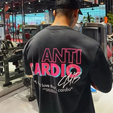 ANTI CARDIO Casual Oversized short sleeves cotton t shirt Gym Fitness Male Training Workout Cotton Tees Top New Fashion Clothes 1