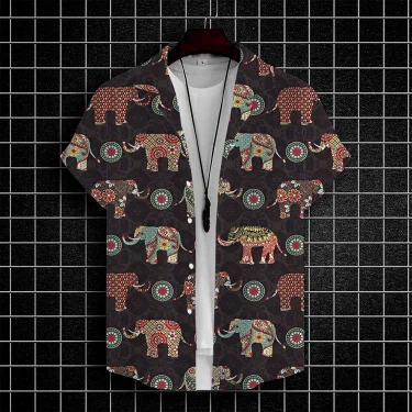 Men's Shirts Thai Elephant Casual 3d Print Hawaiian Shirt Man Summer Fashion Shirt For Man Daily Short Sleeves Men Clothing Tops 2