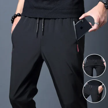 Summer men's ice silk quick drying casual pants slim fit Korean version ice silk pants sports pants straight tube quick drying p 2