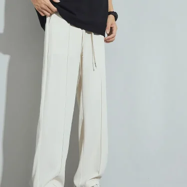 Thin Men's Ice Silk Casual Pants Summer Clothes Fashion Straight Trousers Elastic Waist Breathable Male Sweatpants 3