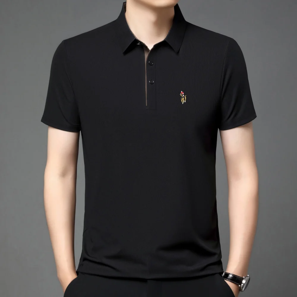 2025 New High end Brand Men's Short sleeved Polo Shirt Summer Fashion Pony Boutique Embroidery Golf silk Top Casual Paul T-shirt 6