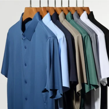 Men's Ultra Stretch Short Sleeve Shirt Business Casual Breathable Stretchable Abrasion-Resistant Solid Color Short Sleeve Shirt 2