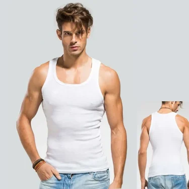 Hot Sale Men's Sleeveless Breathable Fitness Vest Basic Elastic Tank Top Men's Cotton Bodybuilding T-shirt Classic Color Clothes 2