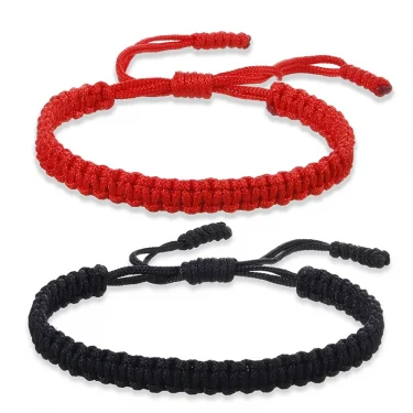 Handmade Black Red thick Rope Knot Bracelet for Women Men Retro Ethnic Style Tibetan Buddha Braid Chain Couple Friendship Jewelr 1
