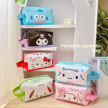 New Cartoon Makeup Bag Versatile Hello Kitty Kulomi Cartoon Cute Pencil Case Portable Girl's Heart Large Capacity Storage Bag 1