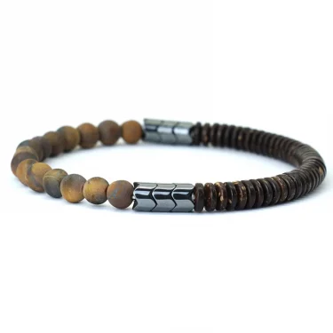 Antique Handmade Natural Stone Beads Bracelet Coconut Wooden Mens Yoga Balance Braclet For Male Meditation Jewelry Homme 6