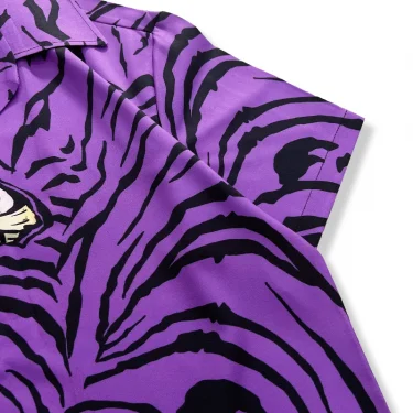 Dark Icon Purple Tiger Hawaiian Shirts Men Summer Button Down Collar Men's Shirts Male Top 6