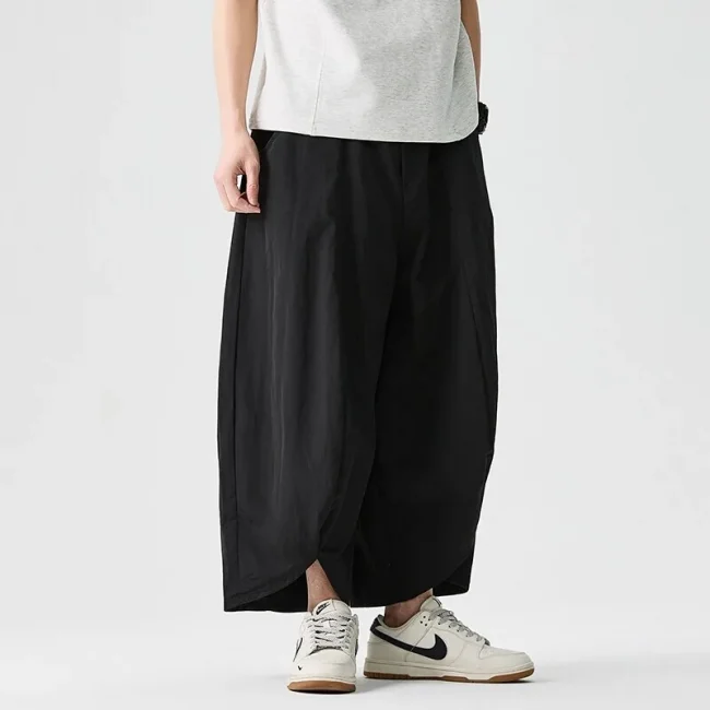2025 Summer Wide Leg Pants Men sales Casual Pants Japanese Styles Samurai Costume Harun Pants Men Lantern Trousers Sweatpants 4