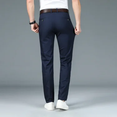Men's Business Pants Classic Straight Elasticity Fashion Casual Pants Bamboo Fiber Thin Breathable Formal Office Trousers 6