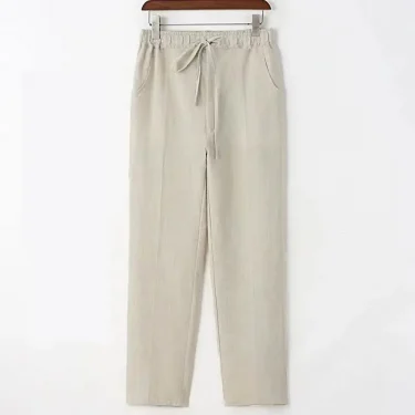 Men's Beach Pants Joggers Streetwear Cotton Linen Sweatpants Casual Pants Hawaiian Vacation Loose Summer Straight Pants Male 1