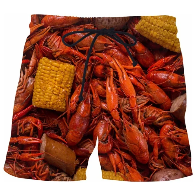 Sausages Food Graphic Beach Shorts Men Short Pants 3D Cheese Printed Elastic Waist Board Trunks Swimsuit homme 2023 Ice 4