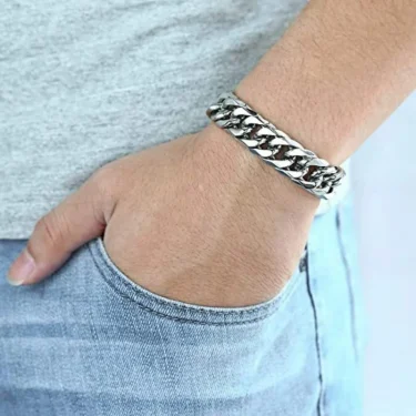 HNSP Stainless Steel Cuban Chain Necklace Bracelet For Men Neck Silver Color 8MM-14MM Thick Long Hand Chains Male Gift 6