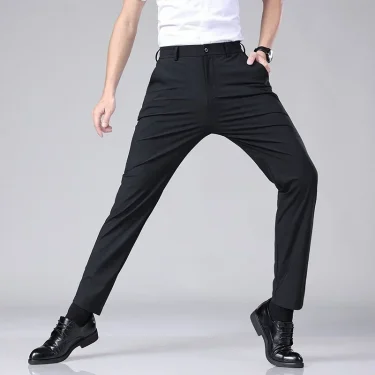 2025 Summer New Men's Ultra-thin Casual Pants High Elastic Quick-drying Ice Silk Soft Solid Color Business Straight Trousers 6