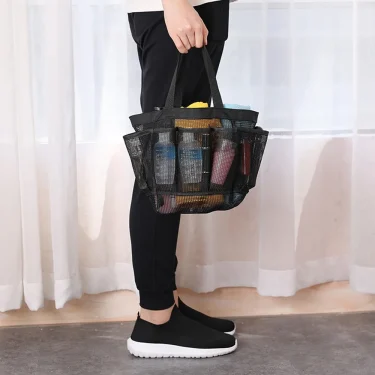 Mesh portable swimming multi-pocket beach bag 1