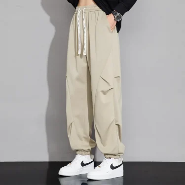 Plus Size Loose-Fit Fleece-Lined Men's Pants Casual Sports Trousers Footed Winter New Style Student Leisure Pants 8XL 7XL 6XL 6