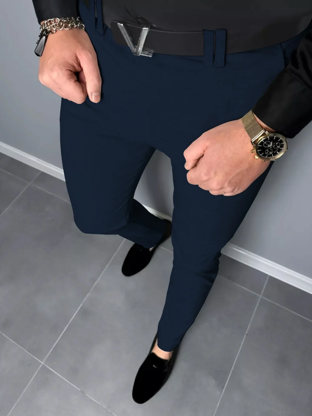 Men's Casual Pants Seasonal Comfort Daily Morning Travel Wear Solid Color Regular Slim Straight Leg Pants 4