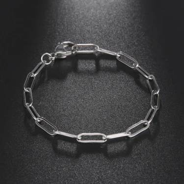 My Shape Punk Paperclip Bracelets for Women Men Oval Chains Cable Chain Bangle Stainless Steel Fashion Wrist Jewelry Wholesale 1