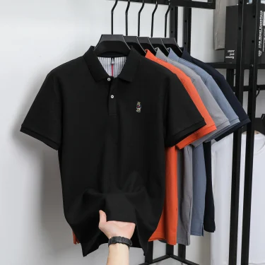 100% pure cotton high-end luxury brand men's short sleeved polo shirt summer fashion hot selling bear embroidery casual T-shirt 5