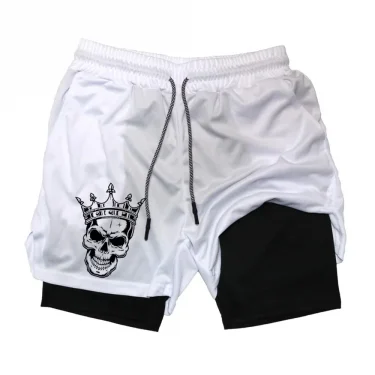 New Men's Fitness Training Skinny Shorts Demon Print Summer 2 In 1 Quick Dry Gym Beach Jogging Shorts Outdoor Sportwear RL00245 1